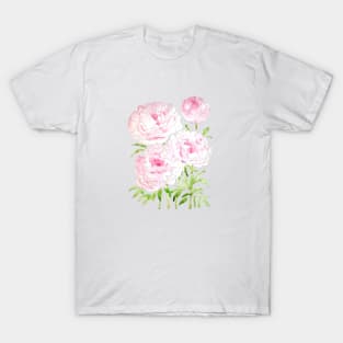 pink peony flowers  watercolor and ink T-Shirt